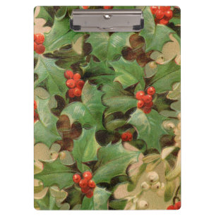 Holly Berry Greenery Christmas Holiday Vintage Clipboard