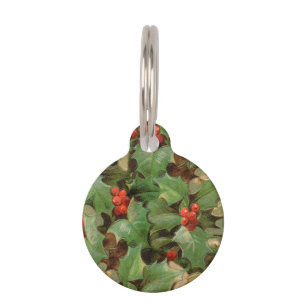 Holly Berry Greenery Christmas Holiday Vintage Pet Tag