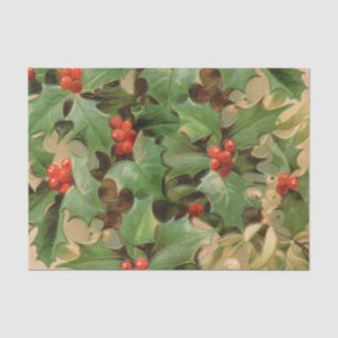 Holly Berry Greenery Christmas Holiday Vintage Tissue Paper