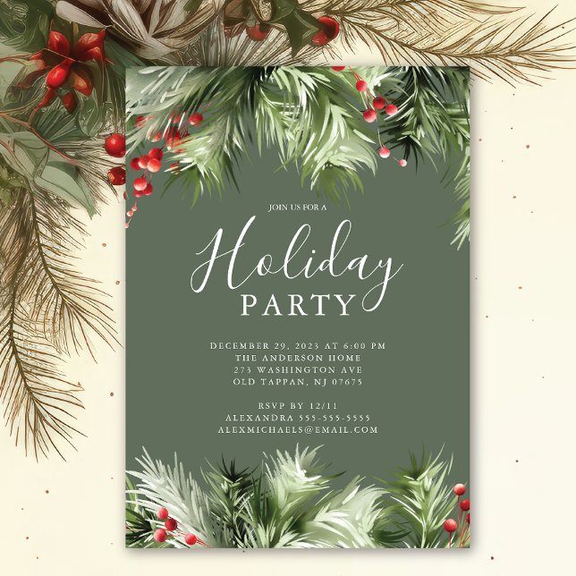 Holly Berry Holiday Party Invitation (Creator Uploaded)