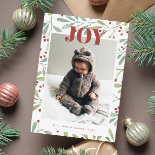 Holly Berry JOY Christmas Photo Card