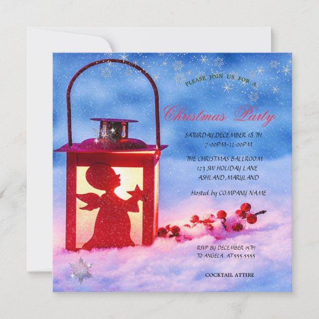 Holly Berry Light Christmas Corporated Invitation (Front)