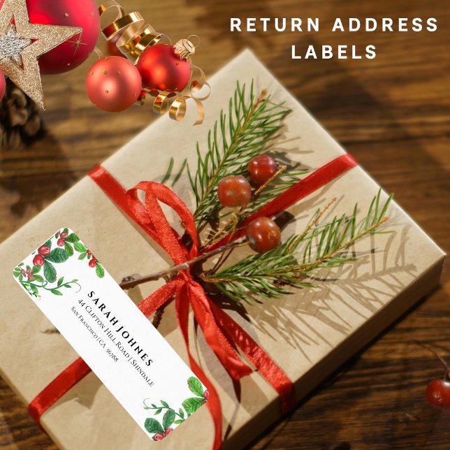 Holly berry Merry Christmas return address  (Creator Uploaded)