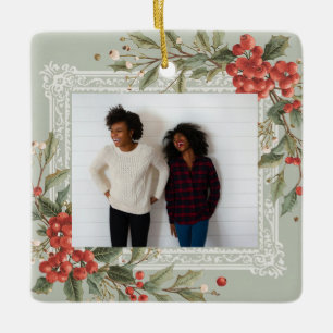 Holly Berry Mistletoe Christmas Best Friend Ceramic Ornament