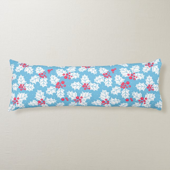 Holly berry on blue body cushion (Front)