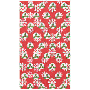 Holly Berry on Red White Snowflakes Pattern Tablecloth