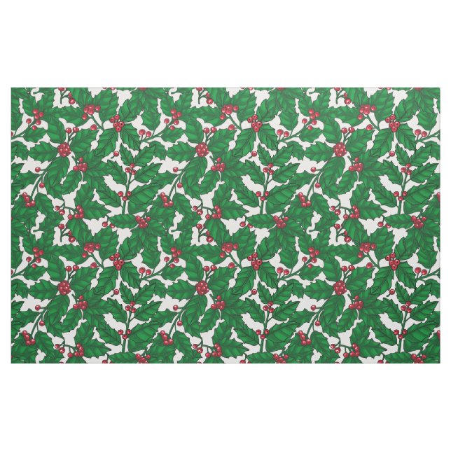 Holly berry on white fabric (Fat Quarter)