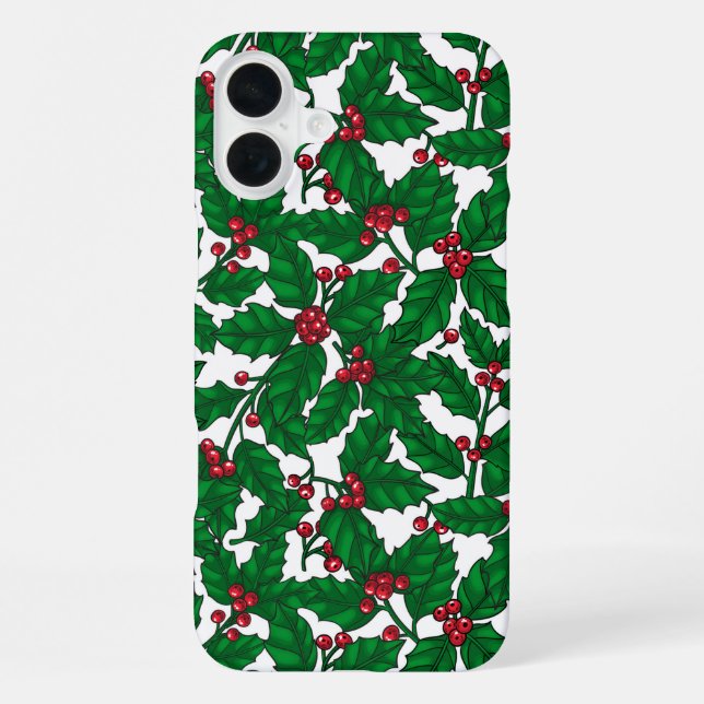 Holly berry on white iPhone case (Back)
