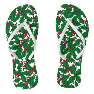 Holly berry on white jandals