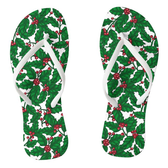 Holly berry on white jandals (Footbed)