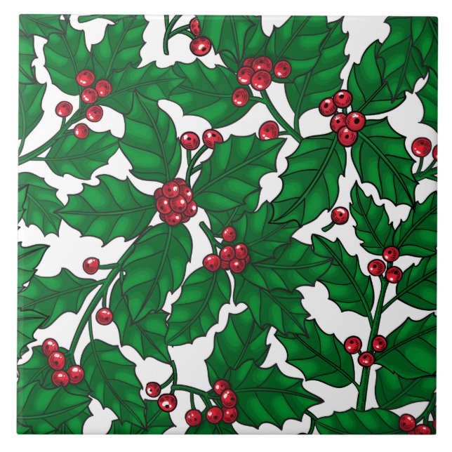 Holly berry on white tile (Front)
