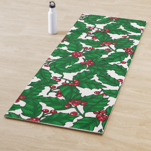 Holly berry on white yoga mat