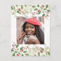Holly Berry Personalized Photo Memorial Christmas