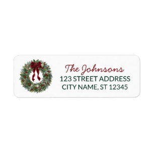 Holly Berry & Pine Christmas Family Return Address