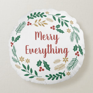 Holly Berry Pine Wreath Merry Everything Photo Thr Round Cushion