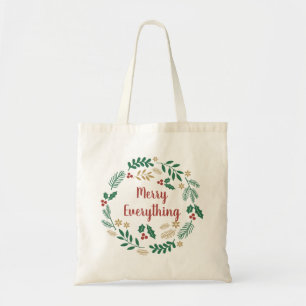 Holly Berry Pine Wreath Merry Everything Photo Tote Bag