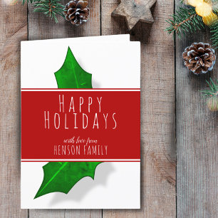 Holly Berry Plant Red Family Christmas Happy Holiday Card