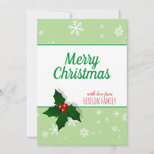 Holly berry Snowflakes Personalizable Christmas Holiday Card