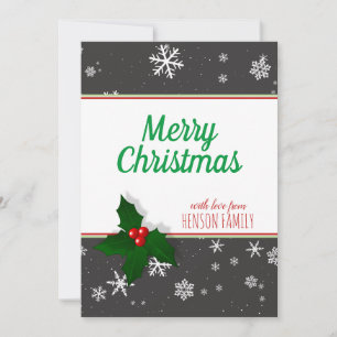 Holly berry Snowflakes Personalizable Christmas Holiday Card