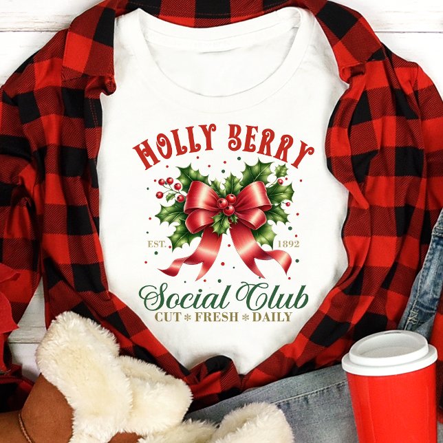 Holly Berry Social Club Christmas Bow Coquette Tri-Blend Shirt (Creator Uploaded)