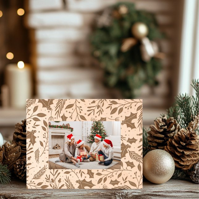Holly Berry Wooden  Etched Frames (Holly Berry Christmas Wood Frame)