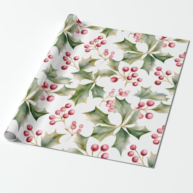 Holly Berry Wrapping Paper! Paper (Unrolled)