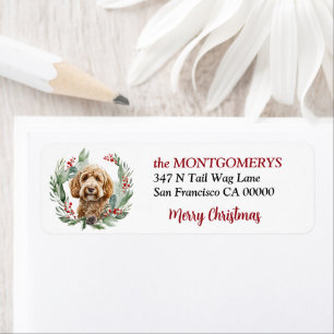 Holly Berry Wreath Labradoodle Dog Christmas