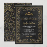 Holly Black Gold Princess Tiara Quinceañera