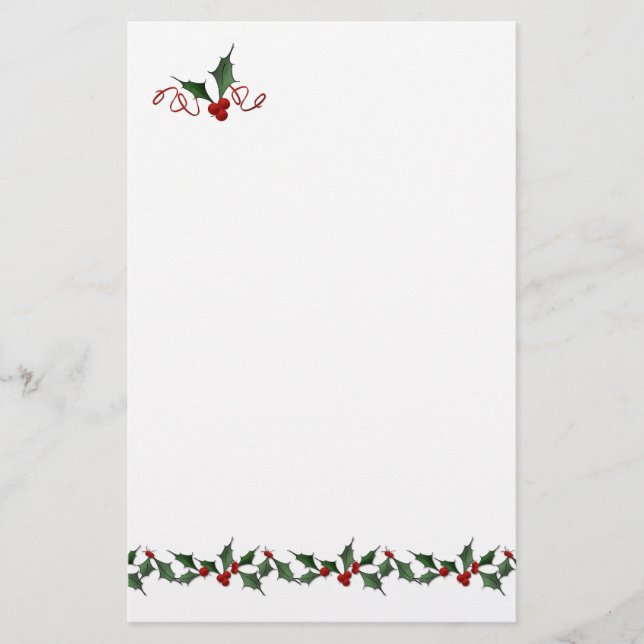 Holly Border Holiday Stationery (Front)