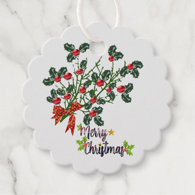 Holly Branch Gift Tag (Front)