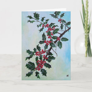 Holly Branch in Winter's Snow by Alfred Fox Card