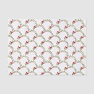Holly Branch with Red Cardinal Christmas Pattern Tissue Paper