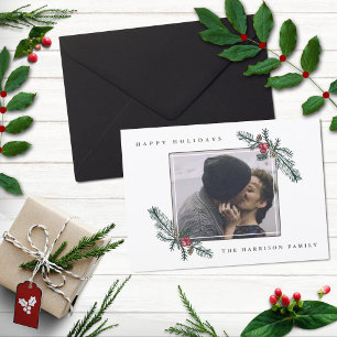 Holly Branches Photo Christmas Card