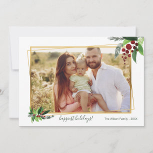Holly Branches Photo Holiday Card