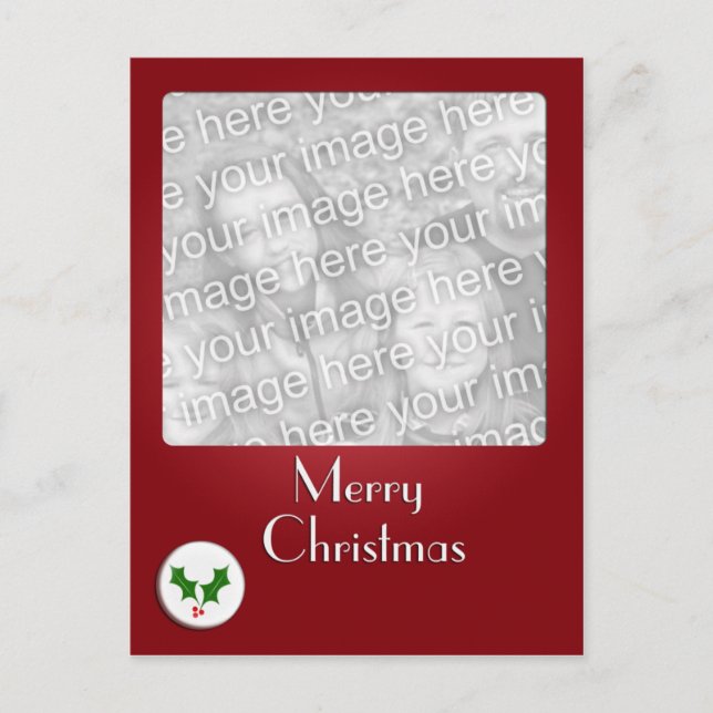 Holly Button Christmas Photo Template (Front)