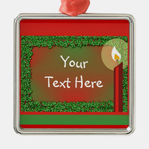 Holly & Candle Christmas Ornament