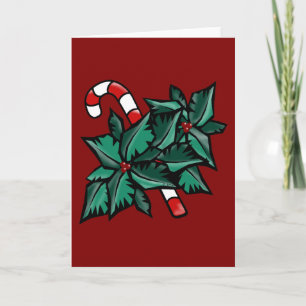 Holly & Candy Cane Holiday Card
