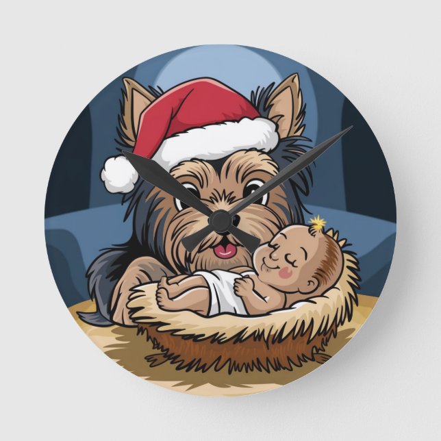 Holly chlid adored by yorkshire Terrier Round Clock (Front)