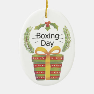 holly christmas boxing day ceramic tree decoration