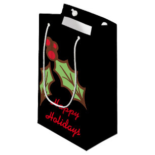 Holly Christmas Holiday Gift Bag