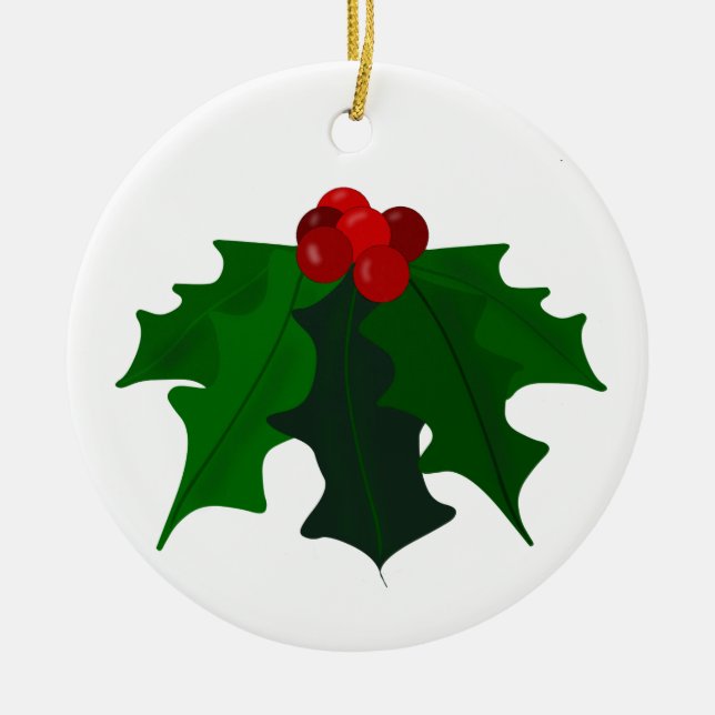 Holly Christmas Ornament (Front)