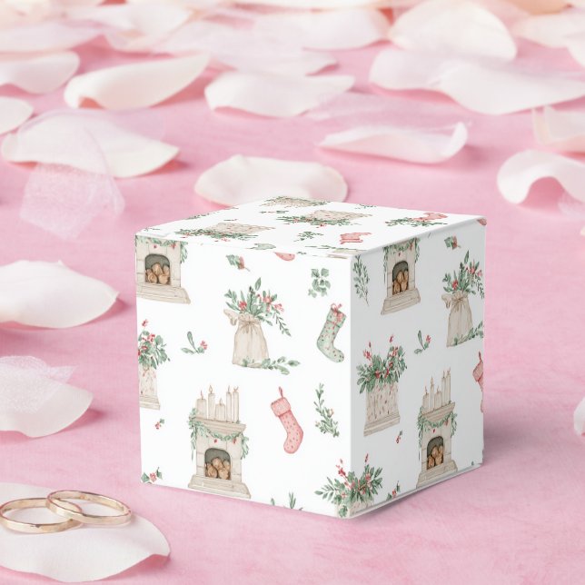 Holly Christmas Pattern Favour Box (Wedding)