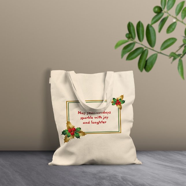 Holly Christmas Plant frame Tote Bag (Creator Uploaded)
