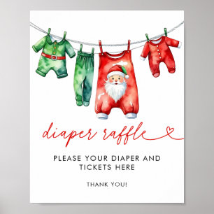  Holly Christmas Santa Baby Shower Diaper Raffle Poster