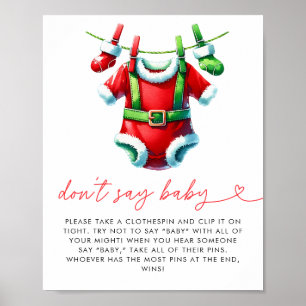 Holly Christmas Santa Baby Shower Dont Say Baby Poster