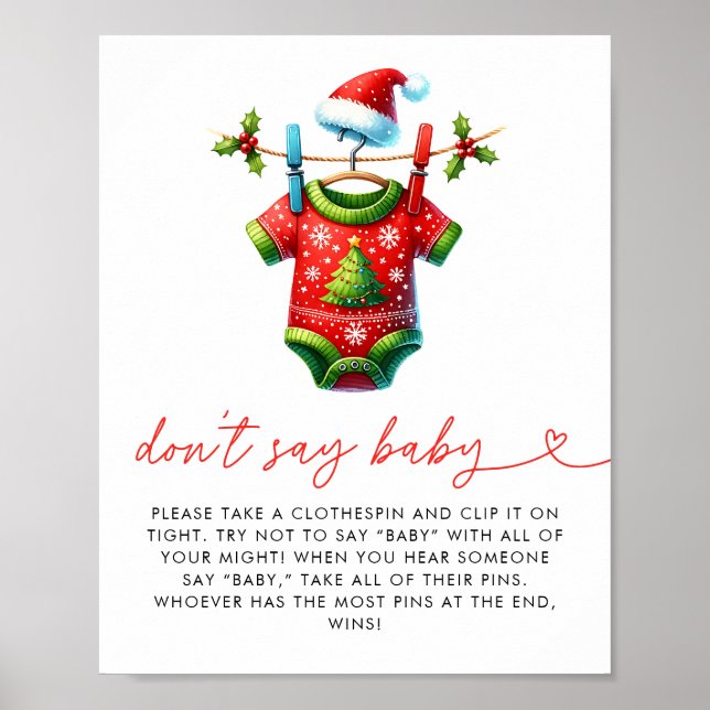  Holly Christmas Santa Baby Shower Dont Say Baby Poster (Front)