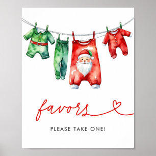 Holly Christmas Santa Baby Shower Favour Sign