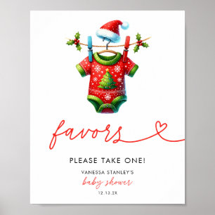 Holly Christmas Santa Baby Shower Favour Sign