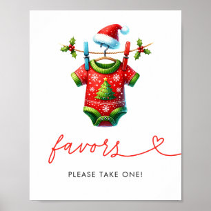  Holly Christmas  Santa Baby Shower Favour Sign