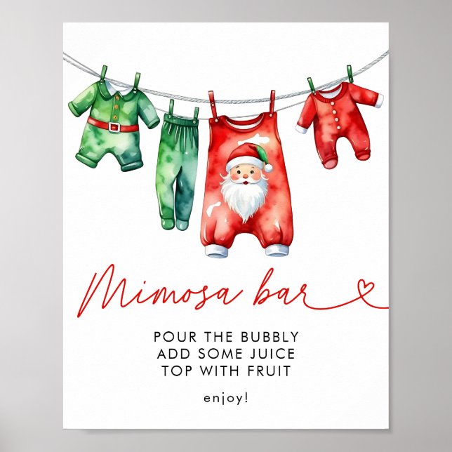  Holly Christmas Santa Baby Shower Mimosa Bar Poster (Front)